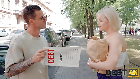 Sexy blonde fucked by two guys