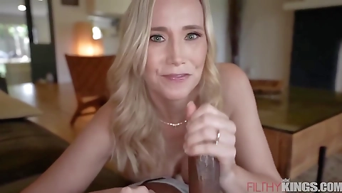 Sexy blonde babe fucked in the kitchen