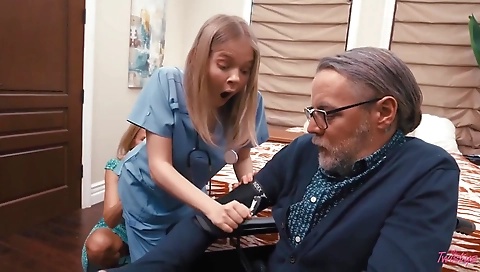 Short haired girl shows off her boyfriend